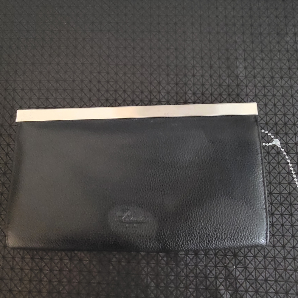 Buxton Black Clutch with Silver Hardware